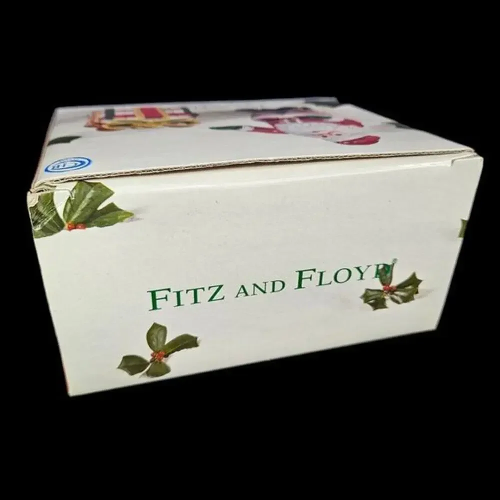 Fitz and Floyd Salt and Pepper Shakers Santa Claus Xmas Present Ceramic New READ